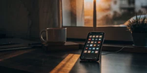 Business phone app on smartphone.